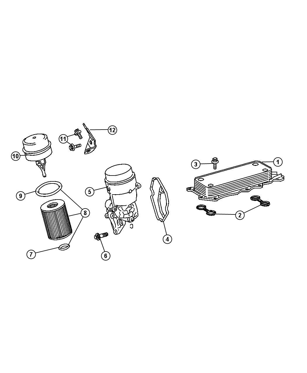 Diagram Oil Filter and Oil Cooler. for your 2021 Jeep Grand Cherokee   