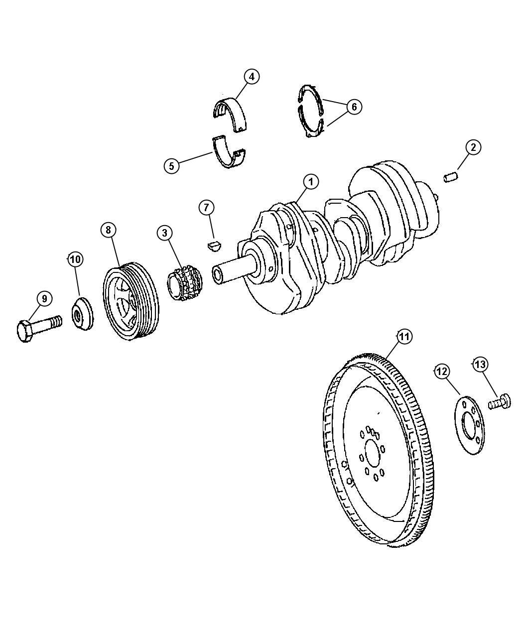 Diagram Crankshaft and Flywheel. for your 2010 Dodge Ram 2500   