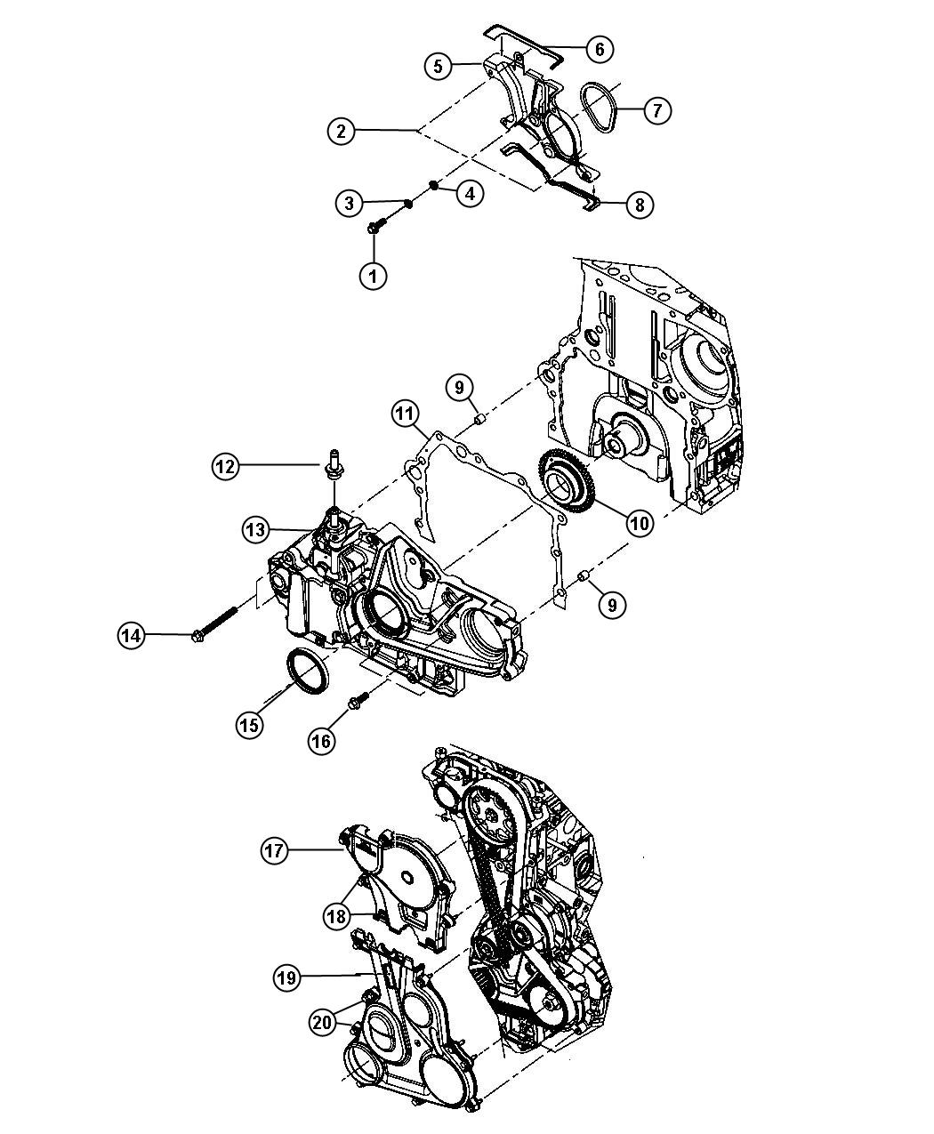 Diagram Timing Covers 2.8L Diesel [2.8L 4 Cyl TD Next Generation Engine]. for your 2007 Dodge Durango   
