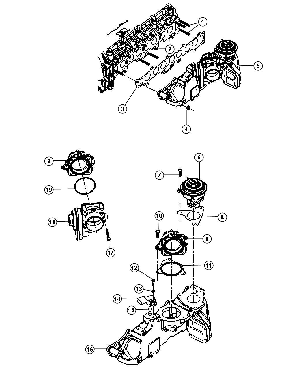 Diagram Intake Manifold 2.8L Diesel [2.8L 4 Cyl TD Next Generation Engine]. for your Dodge