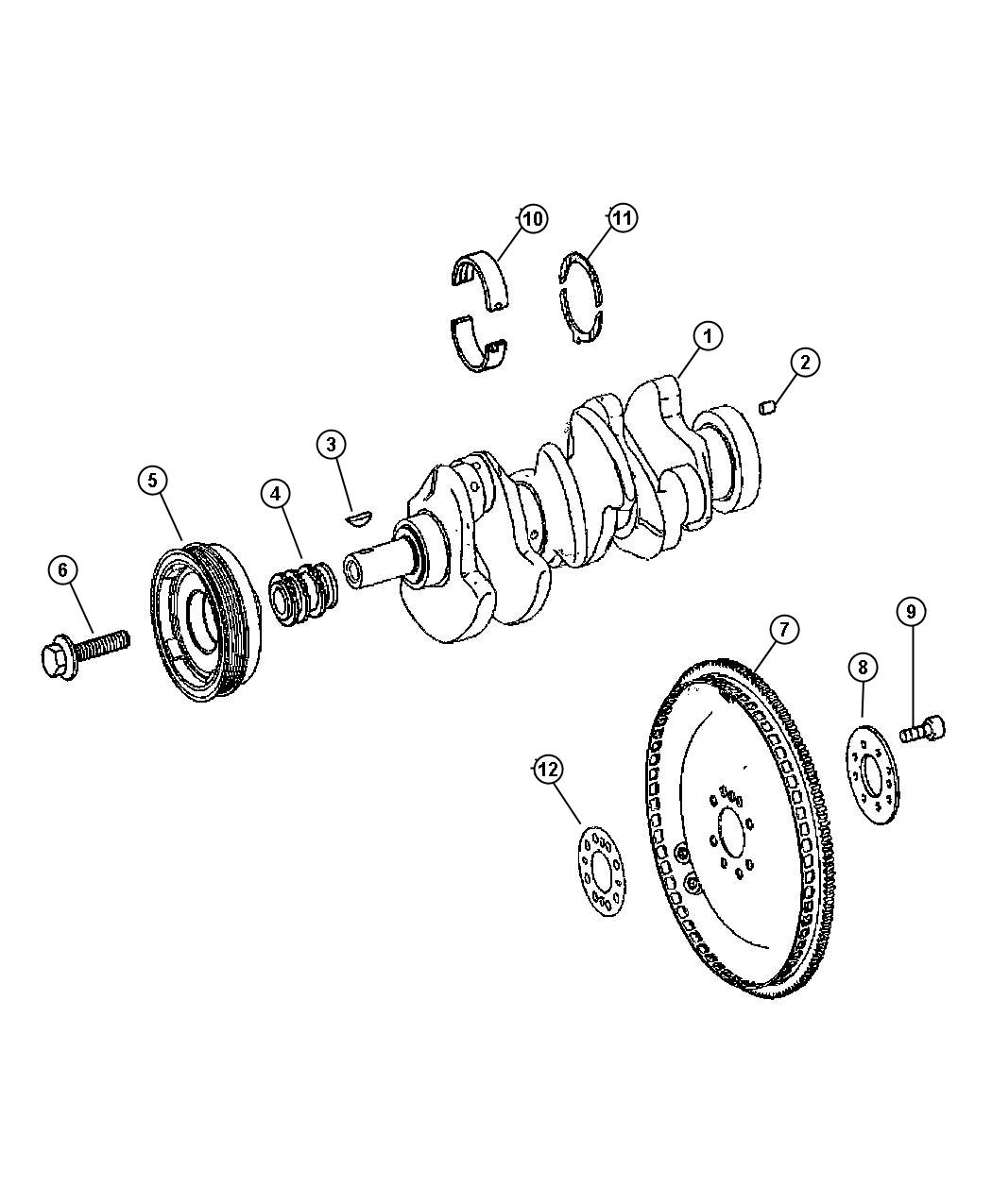 Crankshaft and Bearings. Diagram