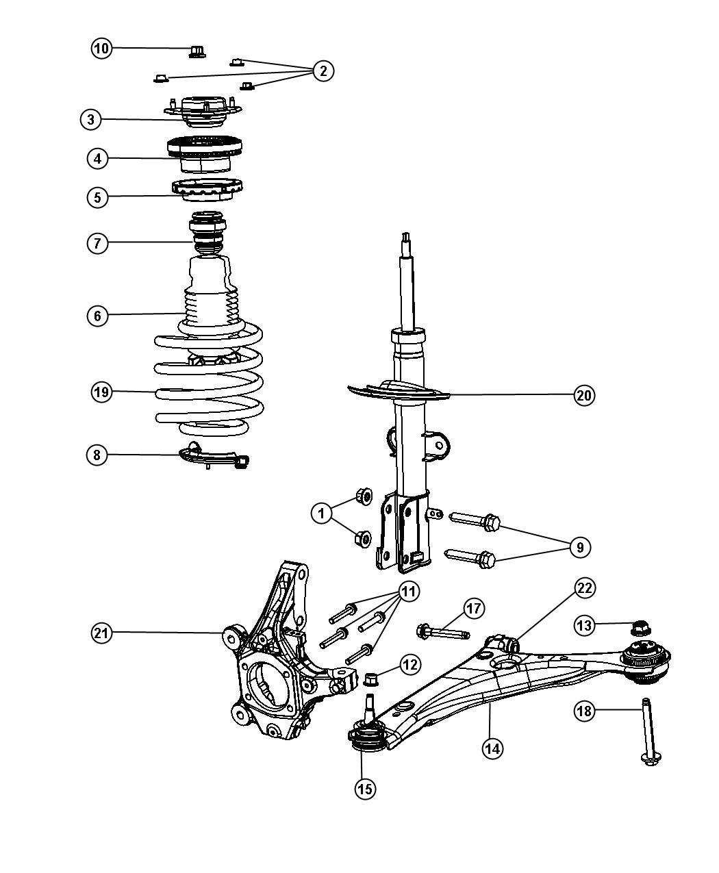 Diagram Suspension, Front. for your Dodge Grand Caravan  