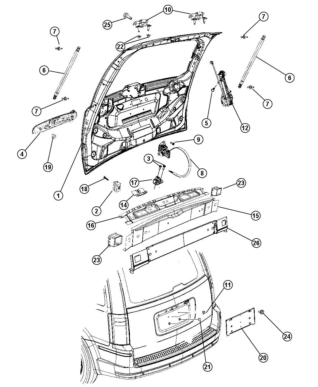 Diagram Liftgates. for your 2006 Jeep Grand Cherokee   