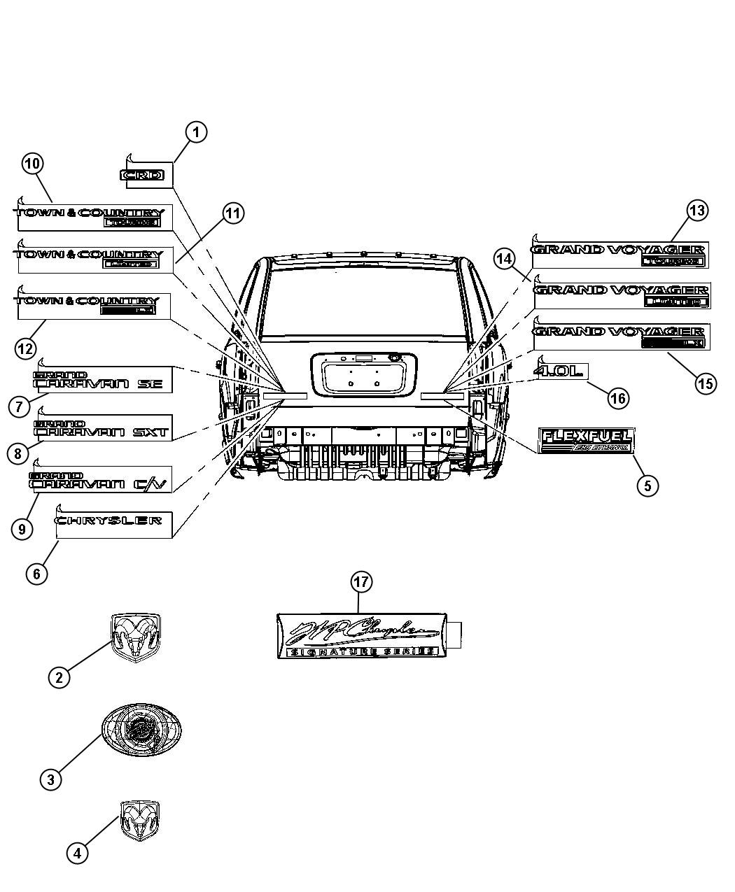 Diagram Nameplates, Emblems and Medallions. for your 2018 Dodge Charger   