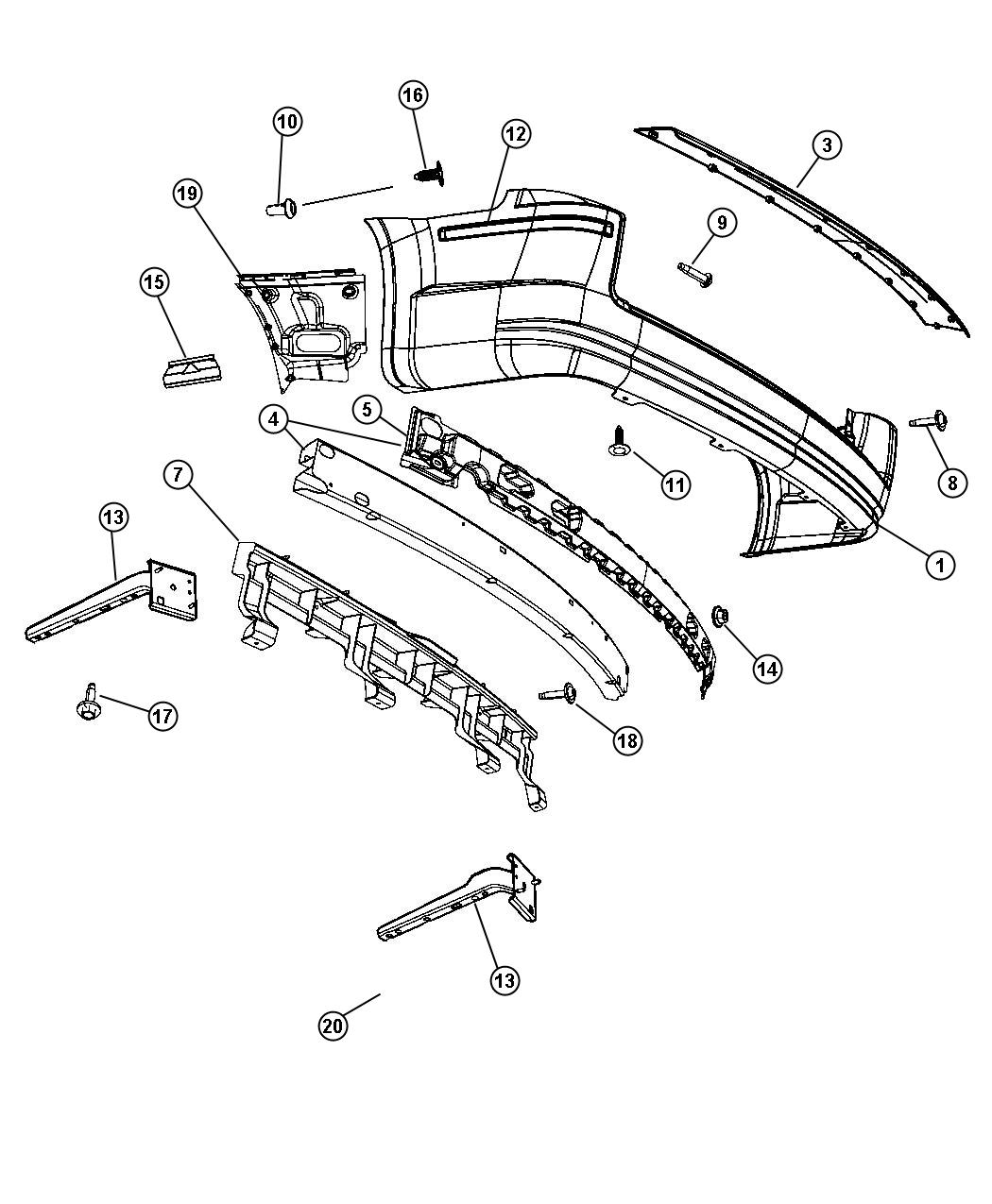 Diagram Fascia, Rear. for your Dodge