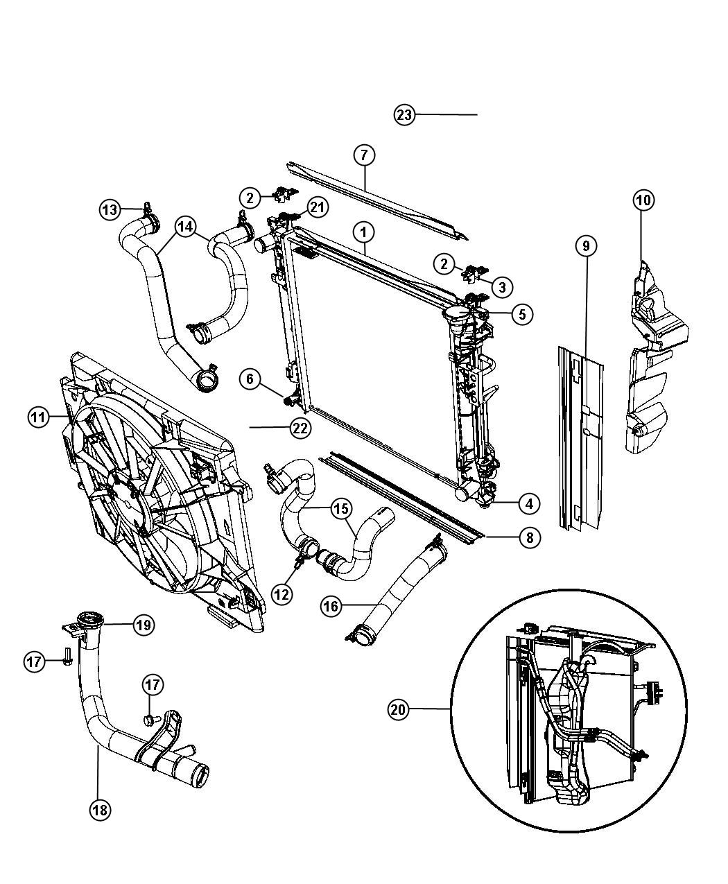 Radiator and Related Parts. Diagram