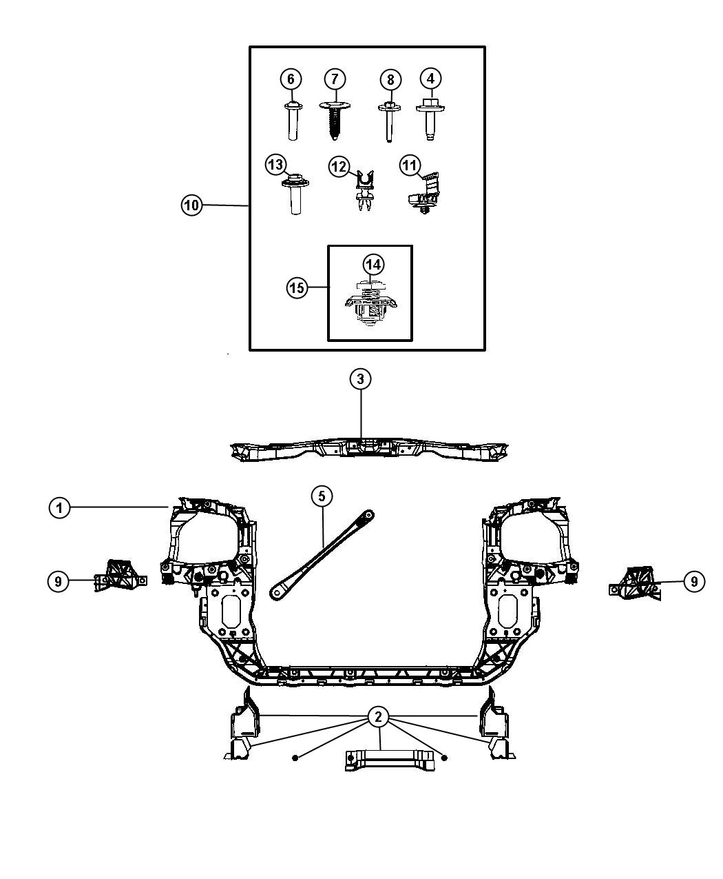 Diagram Radiator Support. for your Jeep Wrangler  