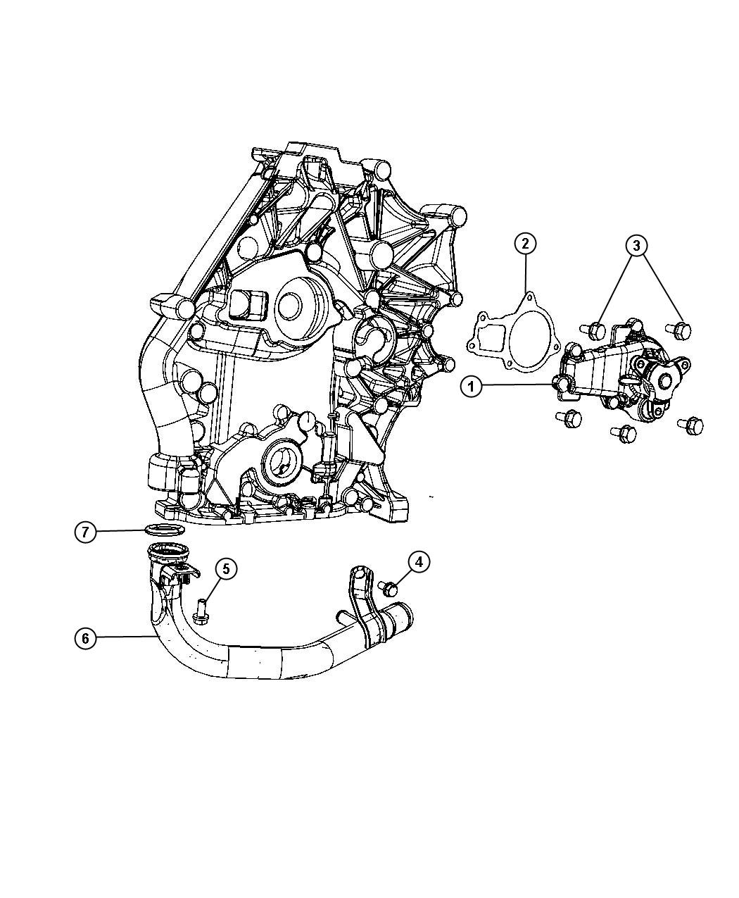 Diagram Water Pump and Related Parts 3.3L [3.3L V6 OHV Engine] 3.8L [3.8L V6 OHV Engine]. for your Dodge Grand Caravan  