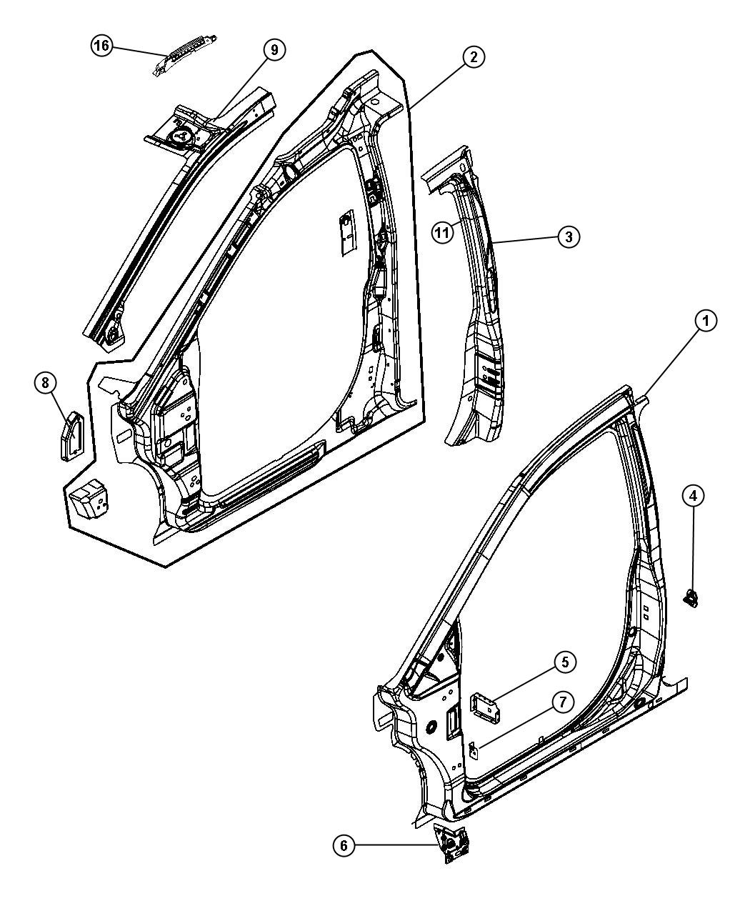 Diagram Front Aperture Panel. for your 2019 Dodge Charger Pursuit  