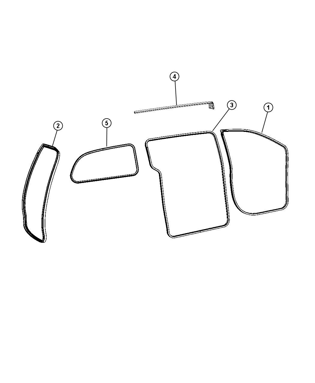 Diagram Body Weatherstrips and Seals. for your 2008 Dodge Grand Caravan   