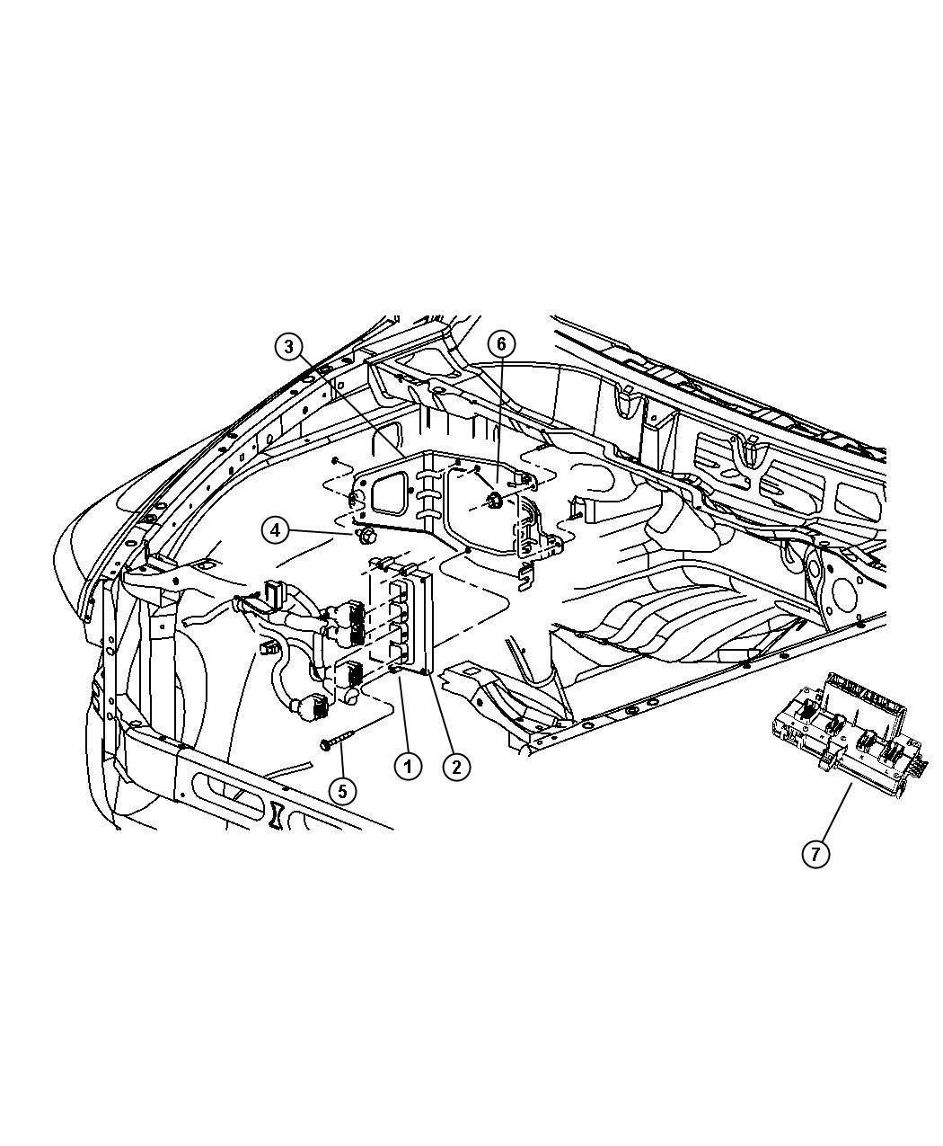 Diagram Modules Engine Compartment. for your 2008 Dodge Ram 1500   