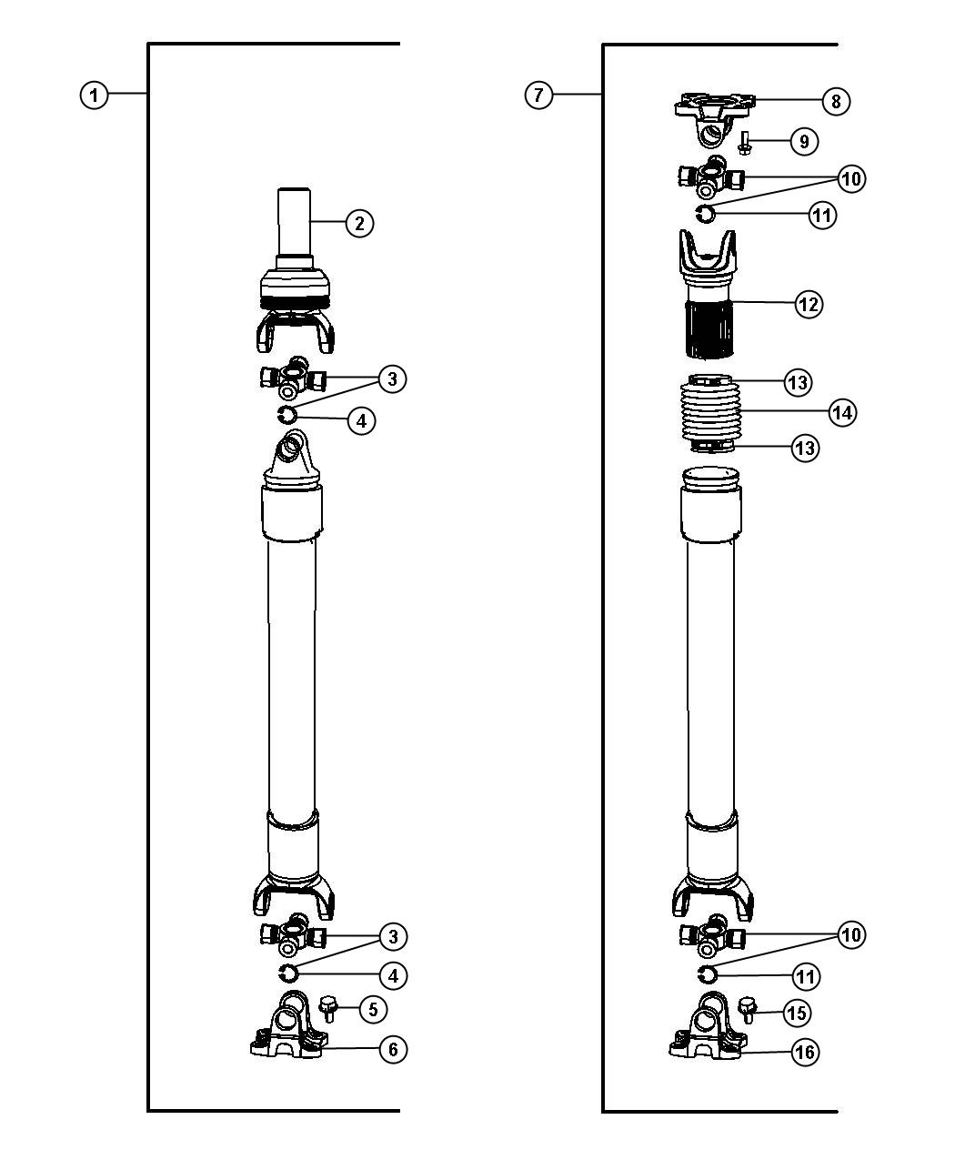 Diagram Shaft, Drive, Rear, 1-Piece, DR 1, DR 6. for your 2008 Dodge Ram 1500   