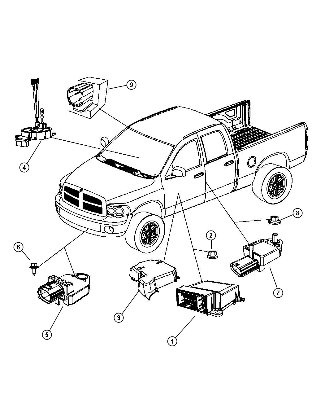 Air Bag Modules, Sensors, and Clockspring. Diagram