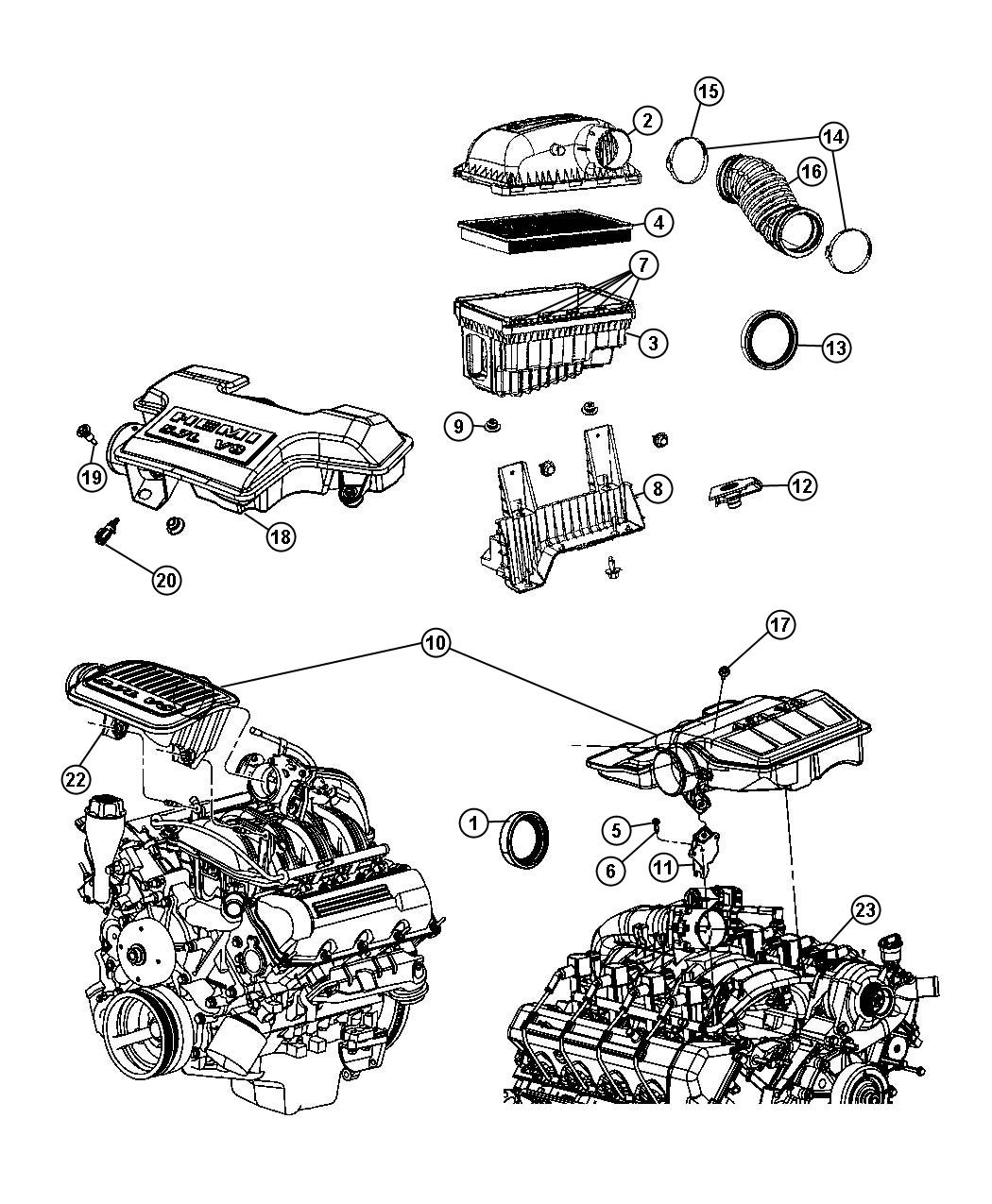 Diagram Air Cleaner and Related. for your Dodge