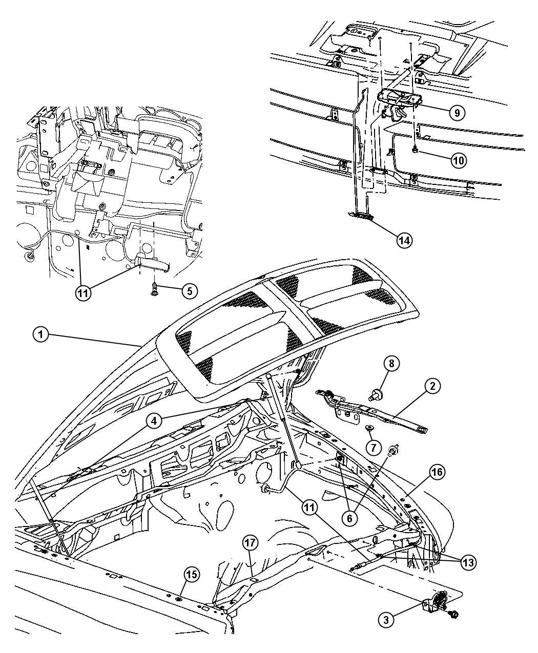 Diagram Hood and Related Parts. for your Dodge Ram 1500  