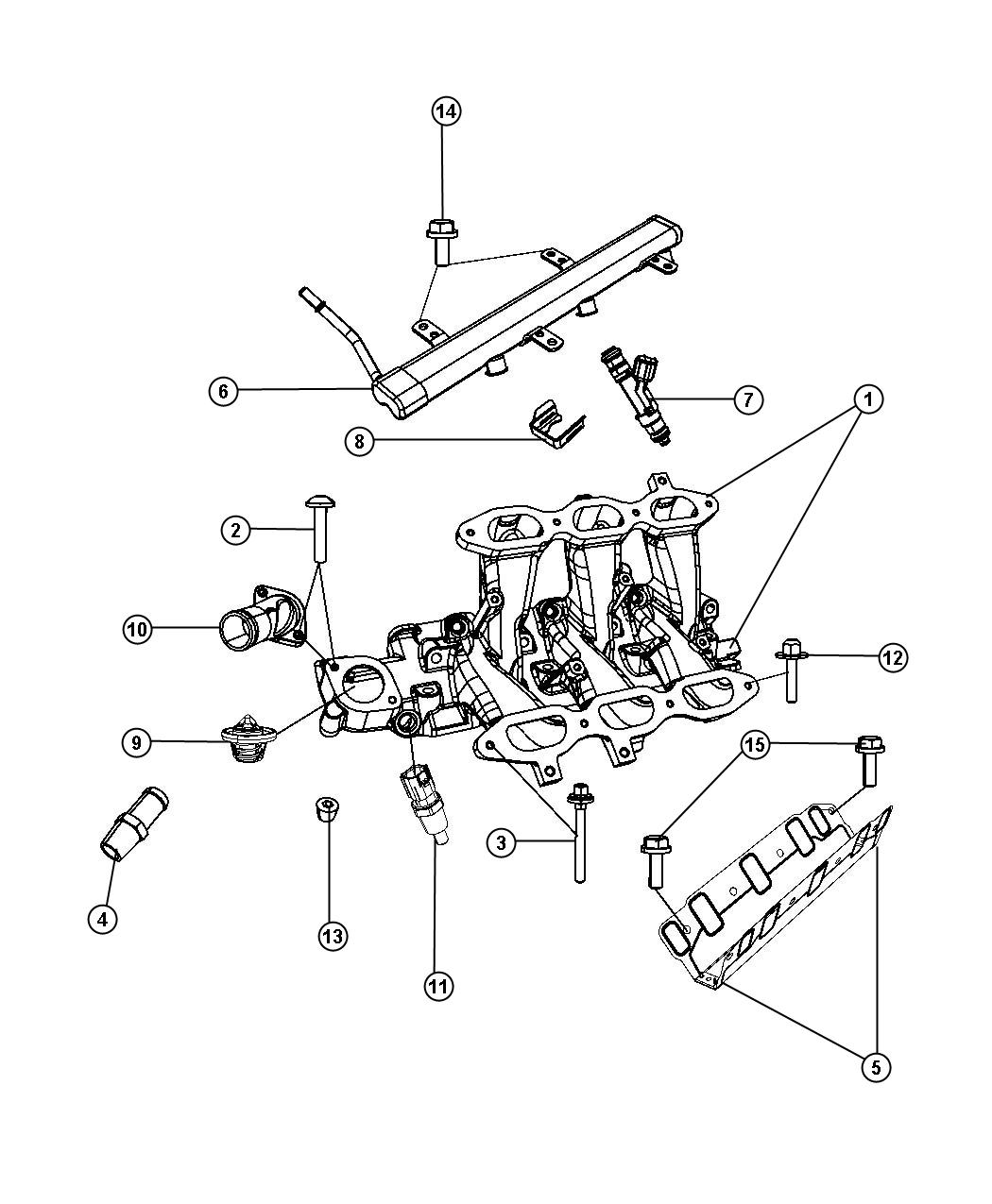 Diagram Lower Intake Manifold 3.8L [3.8L V6 OHV Engine]. for your 2008 Chrysler Town & Country Touring  