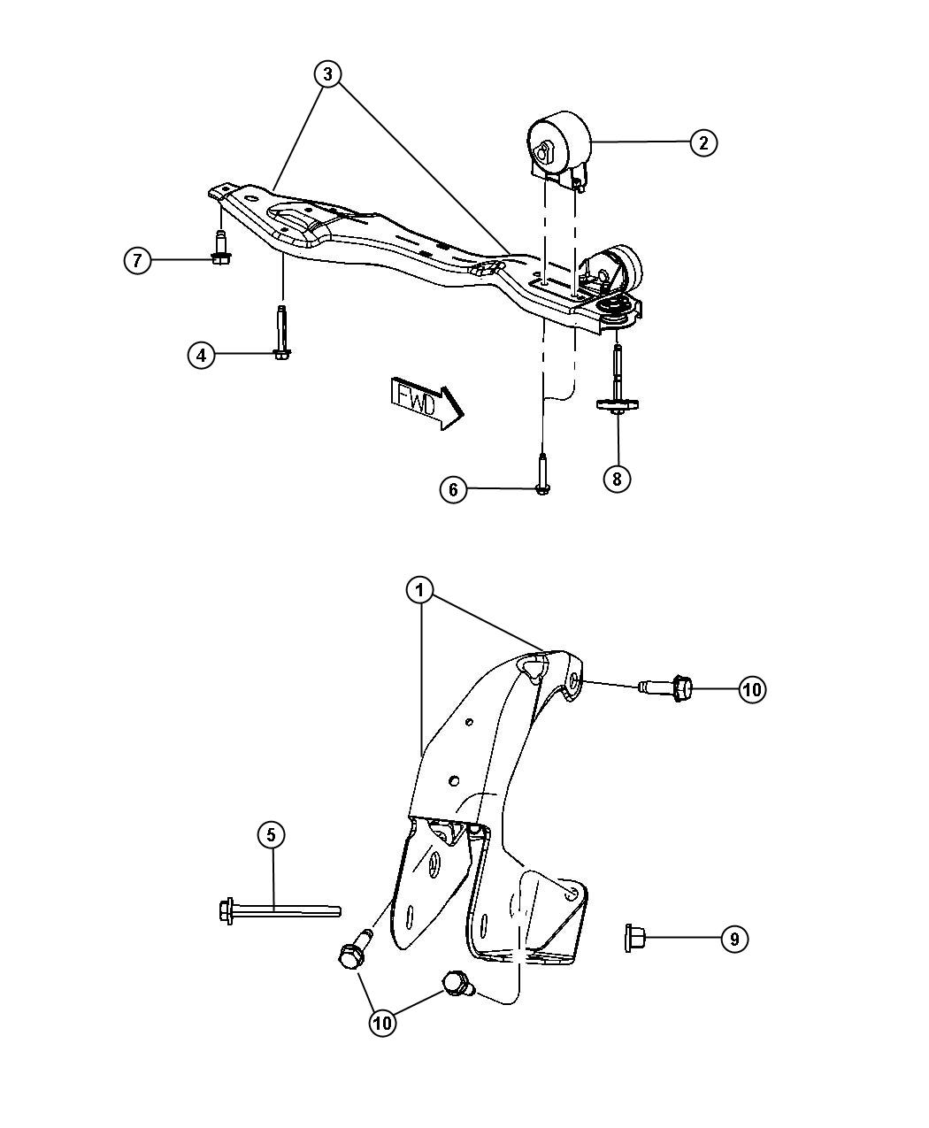 Diagram Engine Mounting Front FWD 3.8L [3.8L V6 OHV Engine]. for your Dodge Grand Caravan  