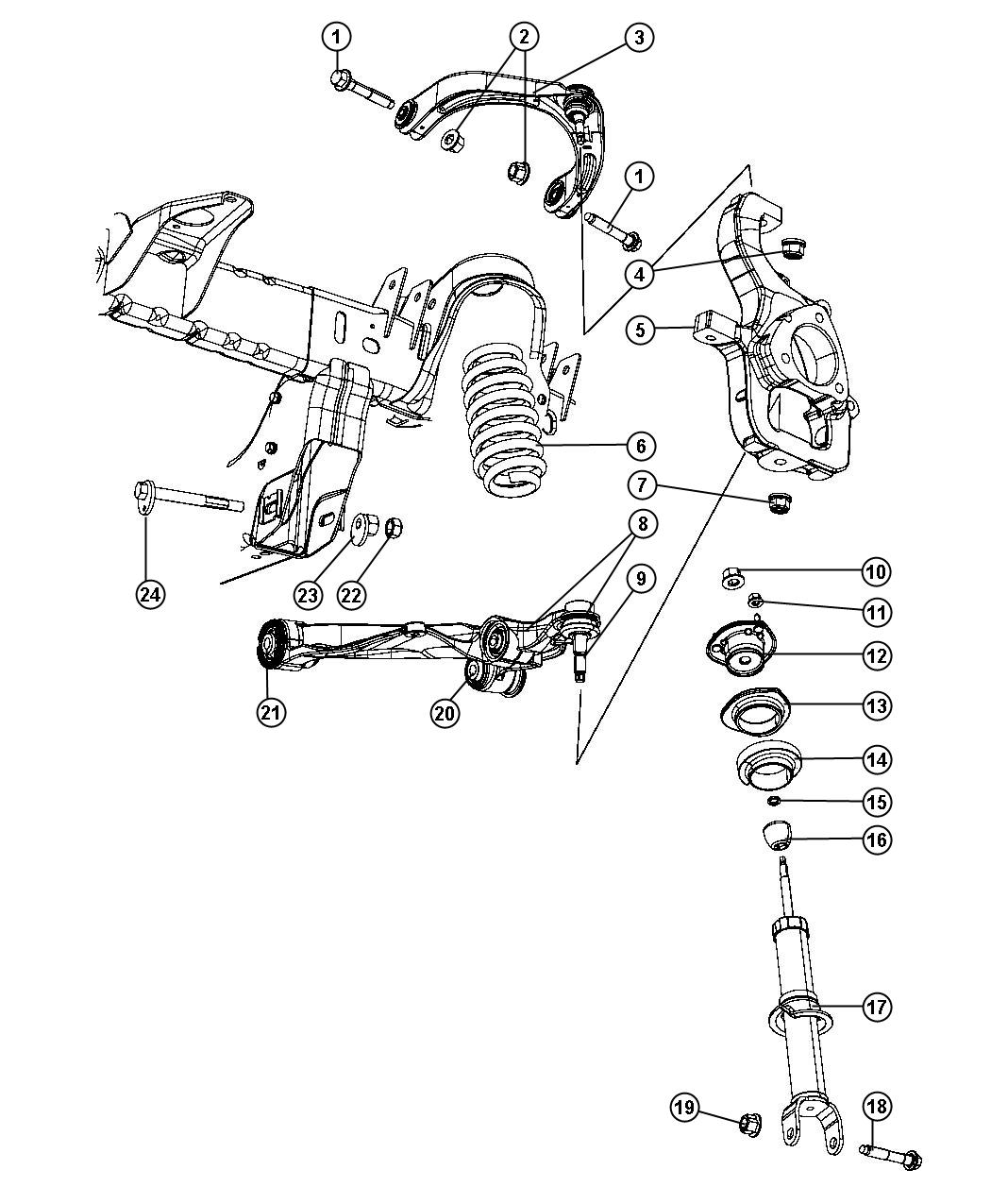 Diagram Suspension, Front, DR 6. for your 2009 Dodge Avenger   