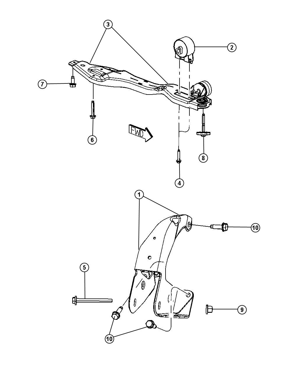 Diagram Engine Mounting Front FWD 3.3L [3.3L V6 OHV Engine]. for your 2020 Dodge Grand Caravan   