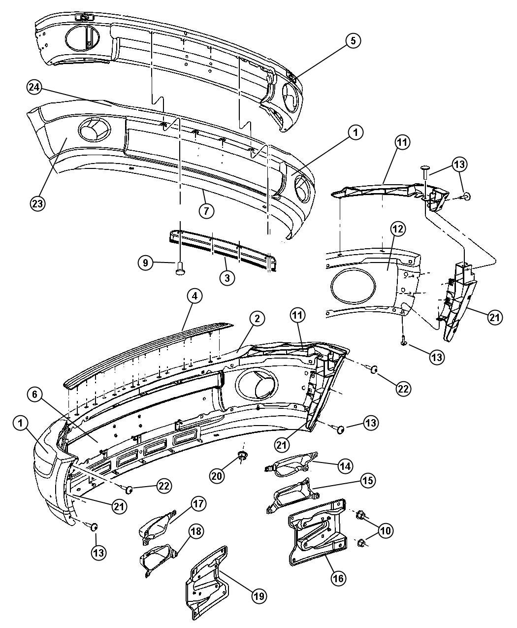 Diagram Fascia, Front, Body Color. for your 1997 Dodge Ram 1500   