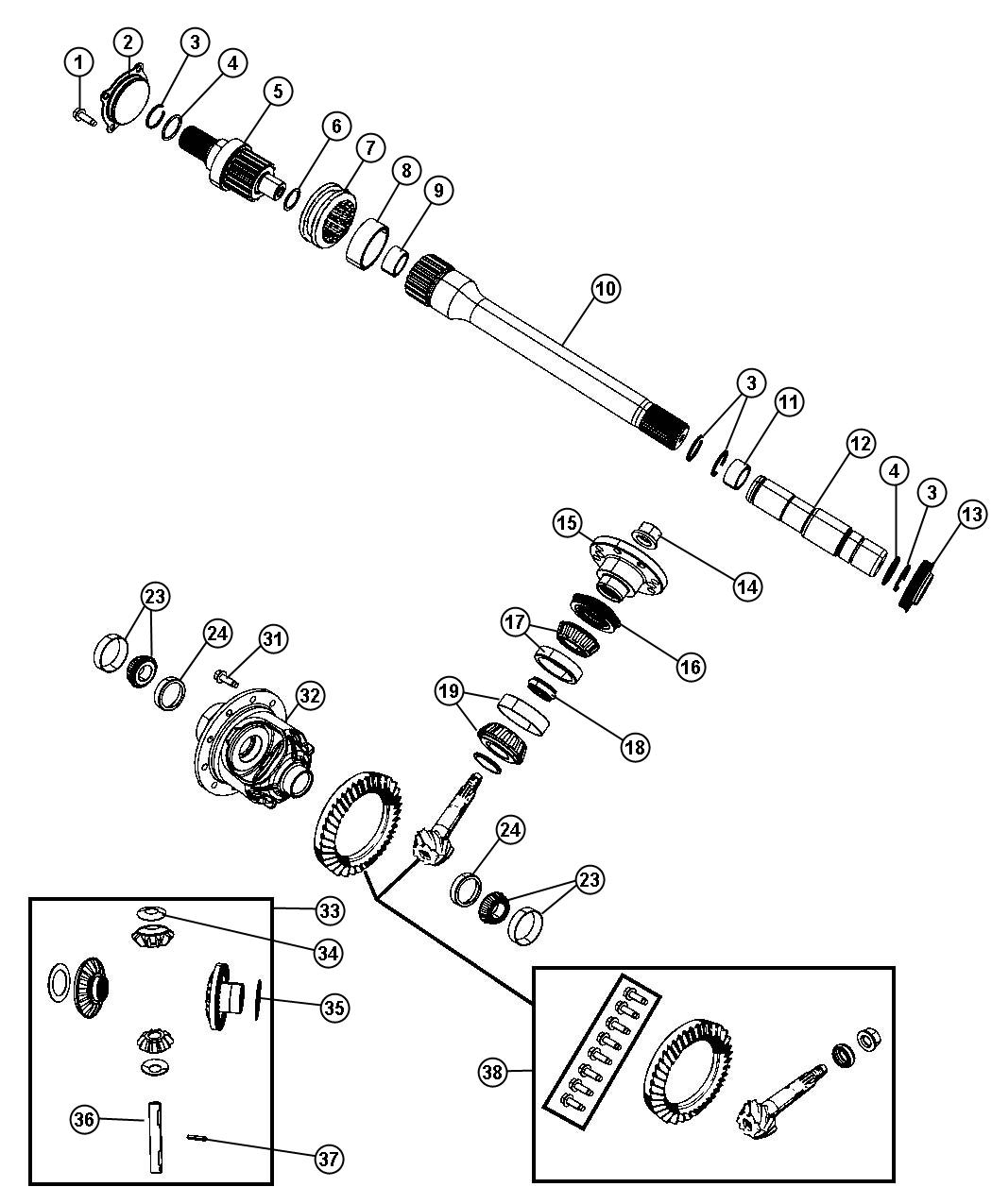 Diagram Differential Assembly, Front. for your Dodge Ram 1500  