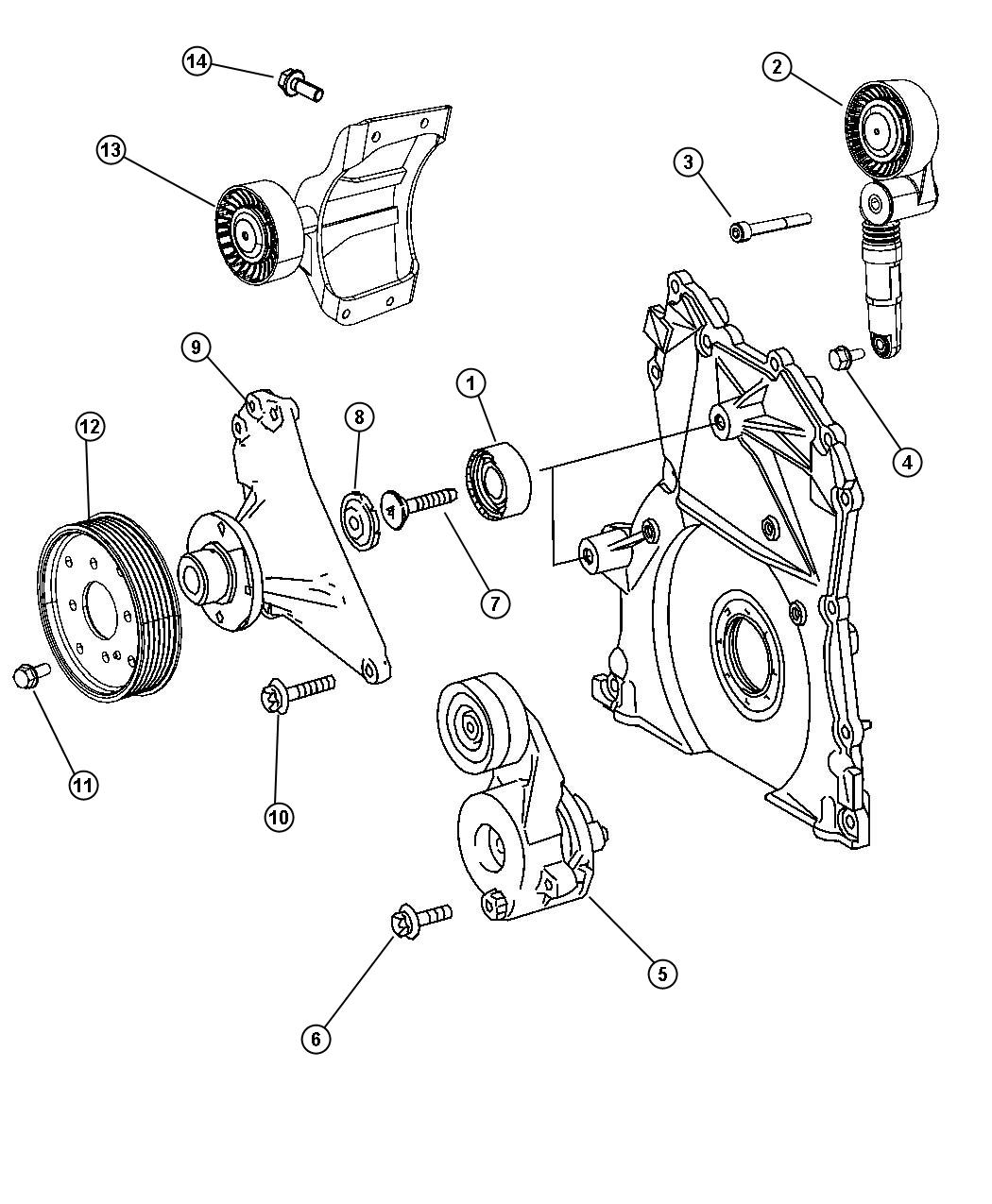 Diagram Belt Tensioner and Pulleys. for your Dodge