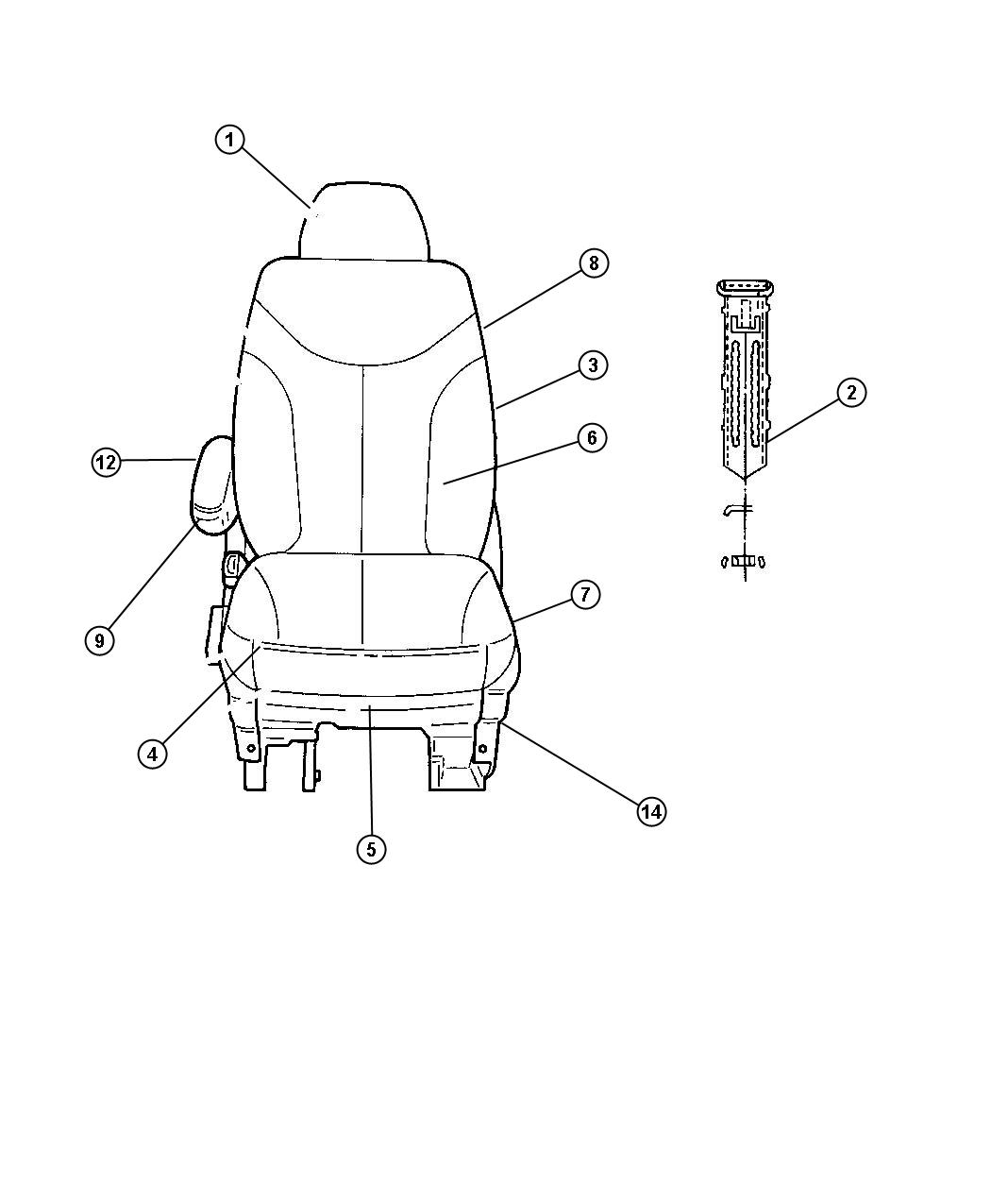 Diagram Front Seat - Trim Code [B7]. for your Dodge