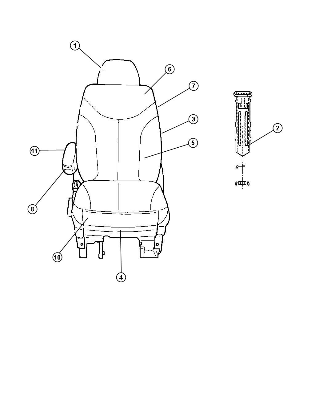 Diagram Front Seat - Trim Code [J7]. for your Dodge