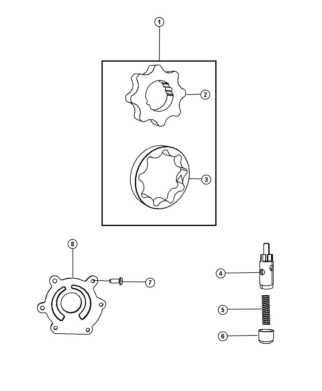 Diagram Engine Oiling Pump 3.3L [3.3L V6 OHV Engine]. for your 2005 Chrysler Town & Country LX  