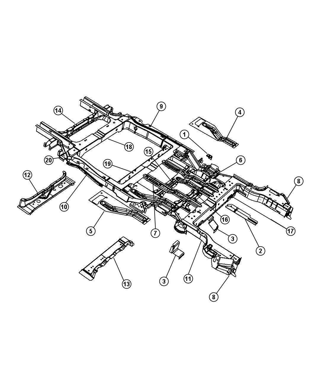 Diagram Frame, Rear. for your 2008 Dodge Grand Caravan  C/V 