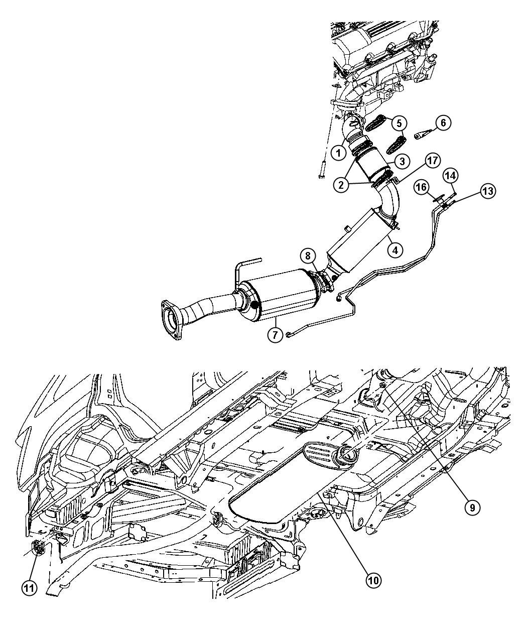 Diagram Exhaust System 3.0L [All 3.0/3.1L Turbo Diesels Engines]. for your Jeep