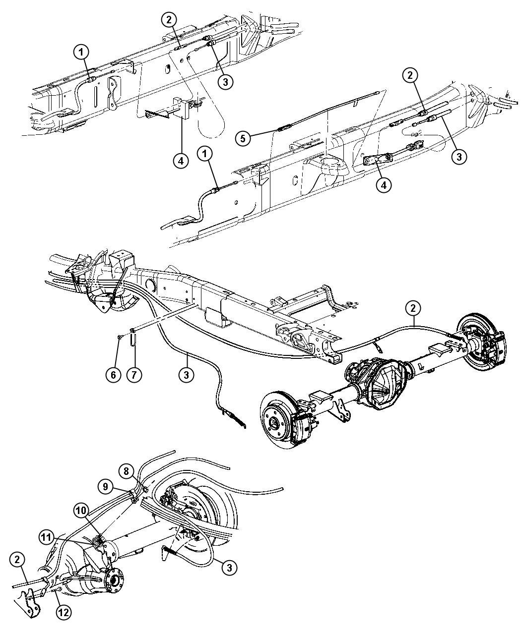 Diagram Park Brake Cables, Rear. for your Dodge Ram 1500  