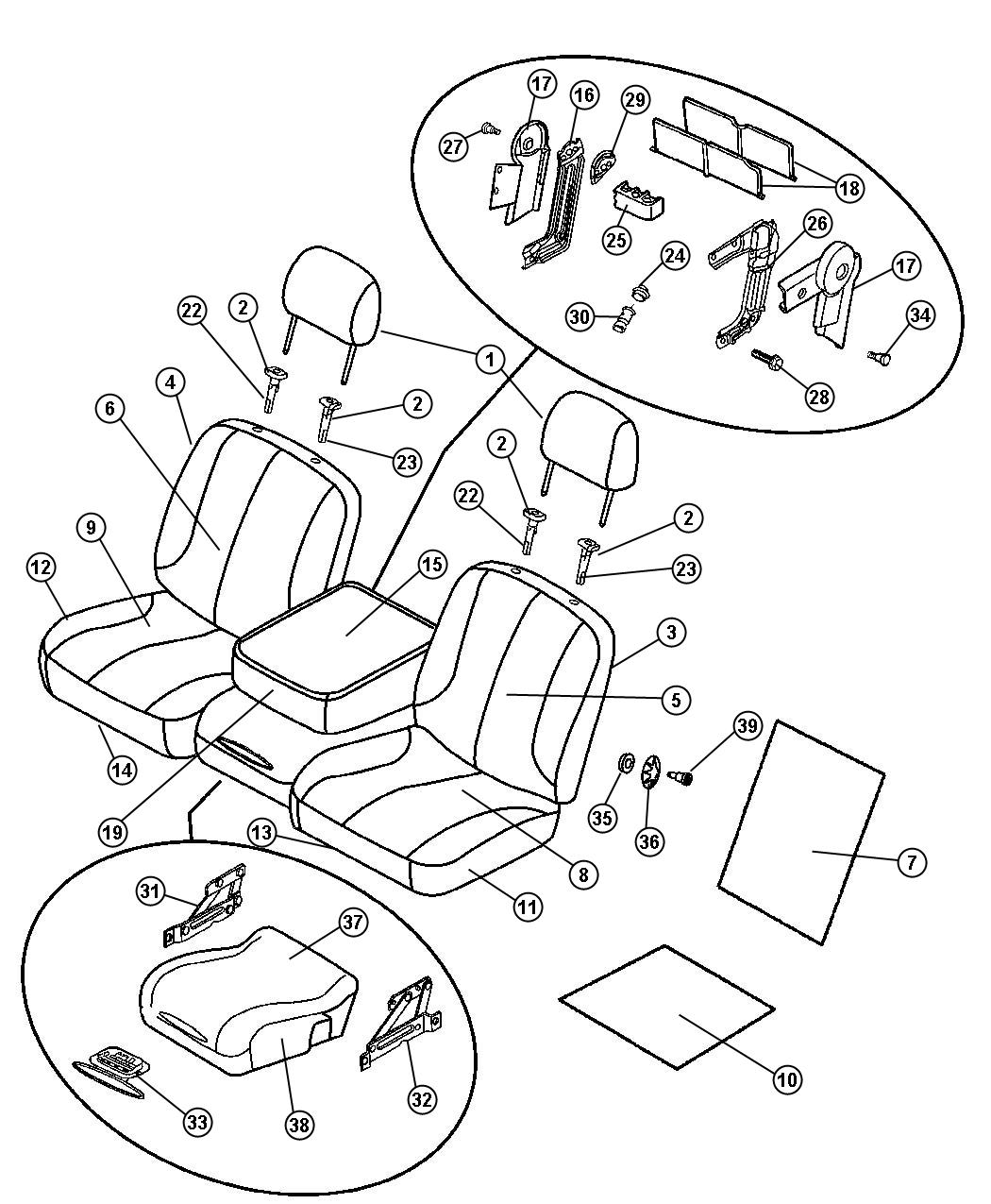Front Seat - Split Seat - Trim Code [VL]. Diagram