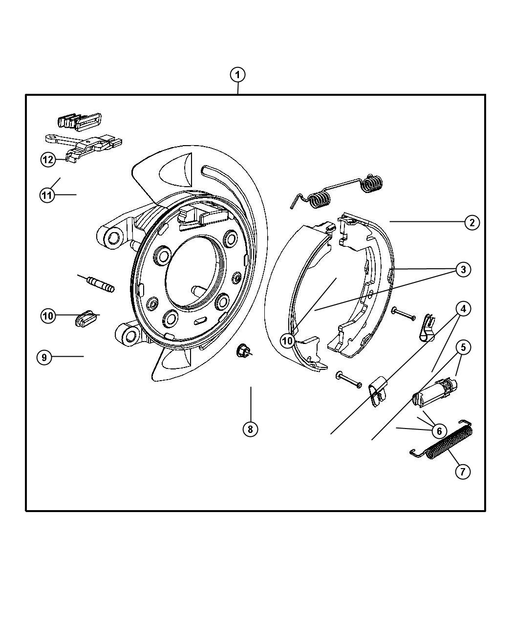 Diagram Park Brake Assembly, Rear Disc. for your Dodge