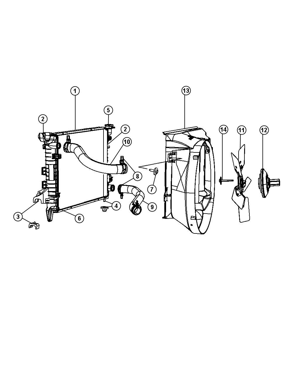 Radiator and Related Parts, 5.7L [EZO]. Diagram