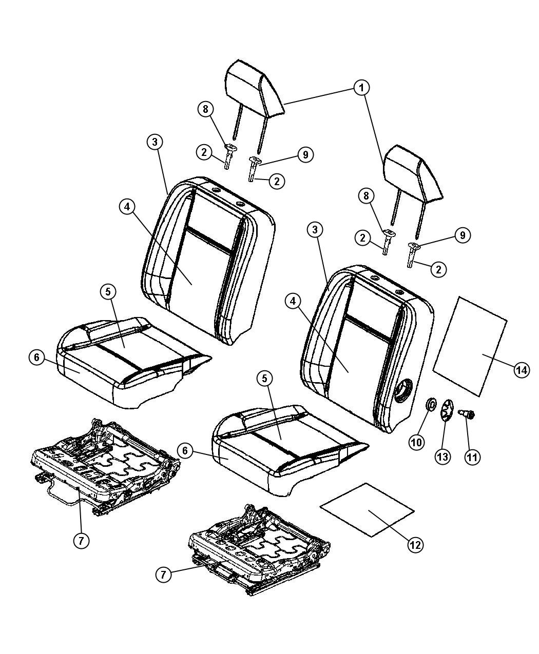 Front Seat - Bucket - Trim Code [GJ]. Diagram