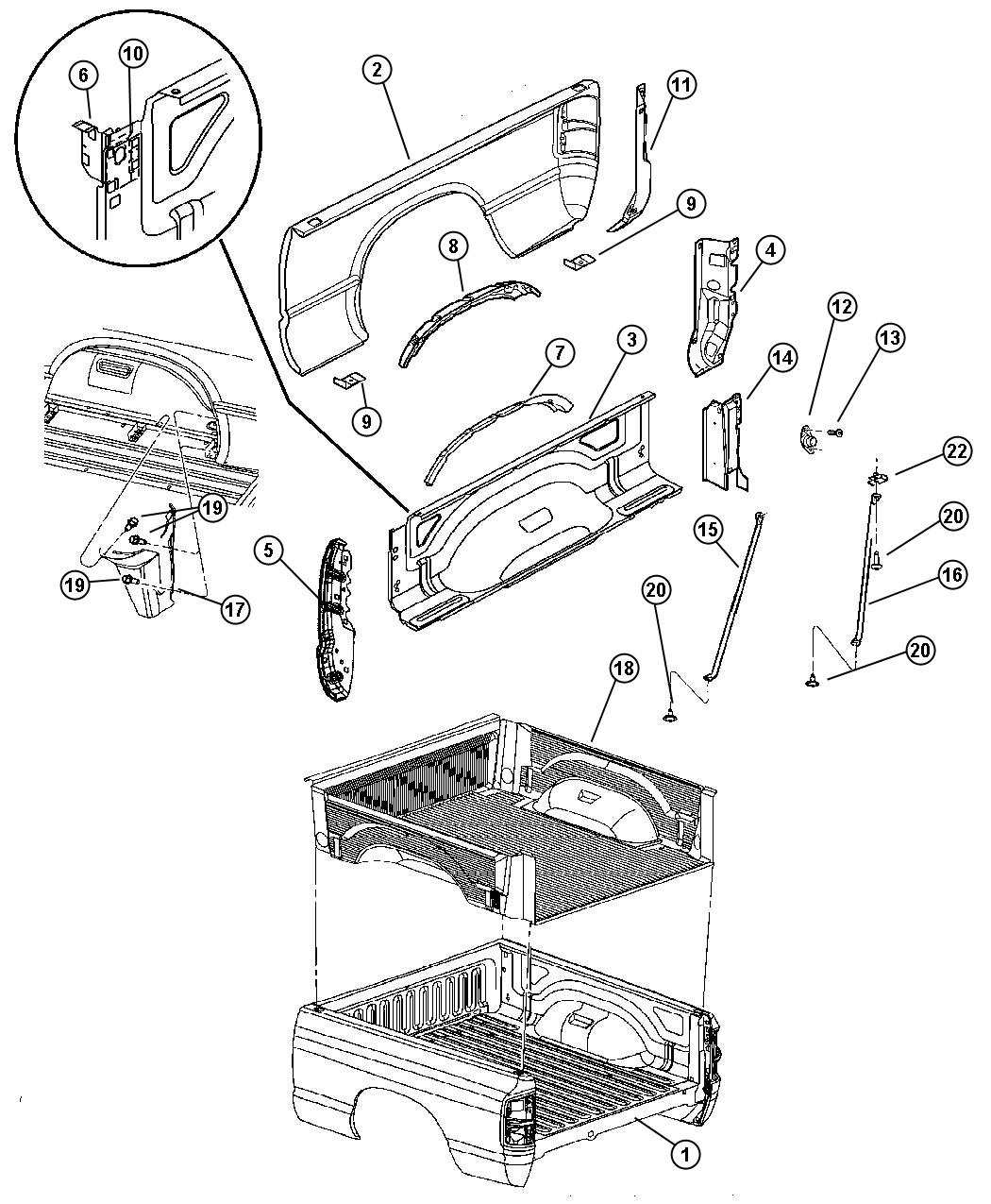 Diagram Pick-up Box. for your Dodge Ram 3500  