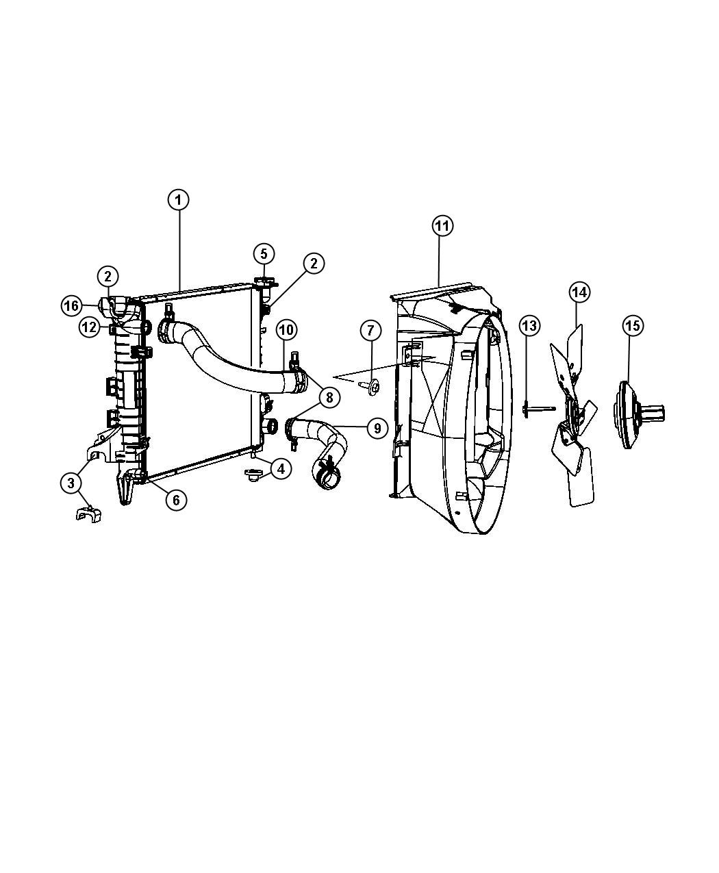 Radiator and Related Parts, 5.7L [All V8 Engines]. Diagram