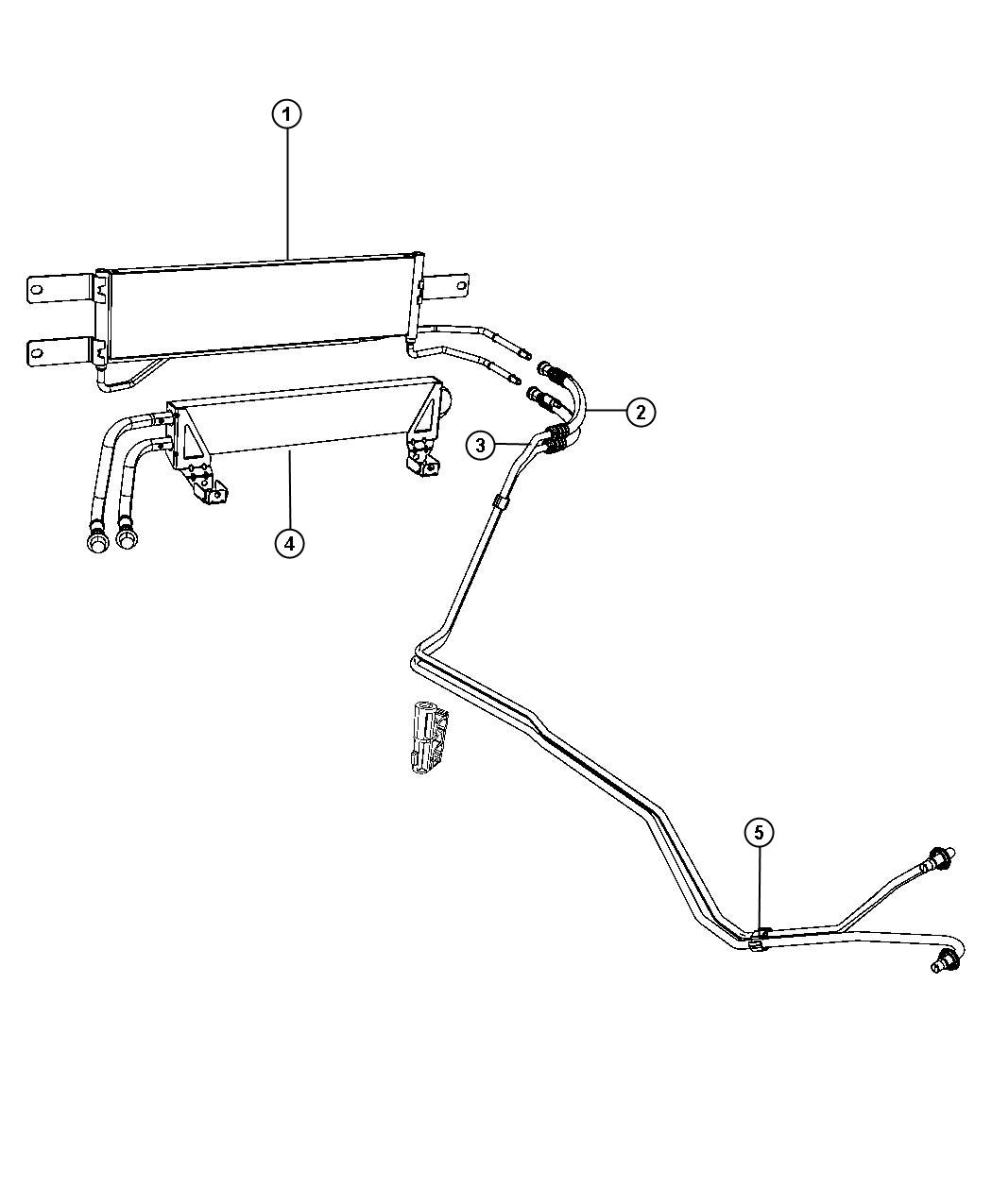 Diagram Transmission Oil Cooler and Lines, 5.7L [All V8 Engines]. for your Ram 3500  