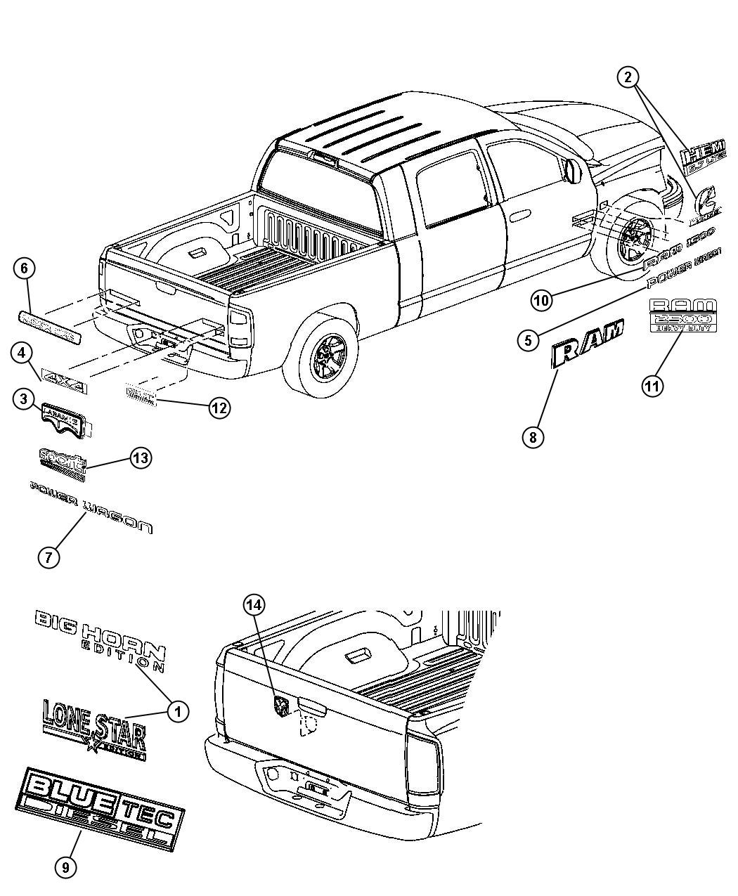 Diagram Nameplates, Emblems and Medallions. for your Fiat