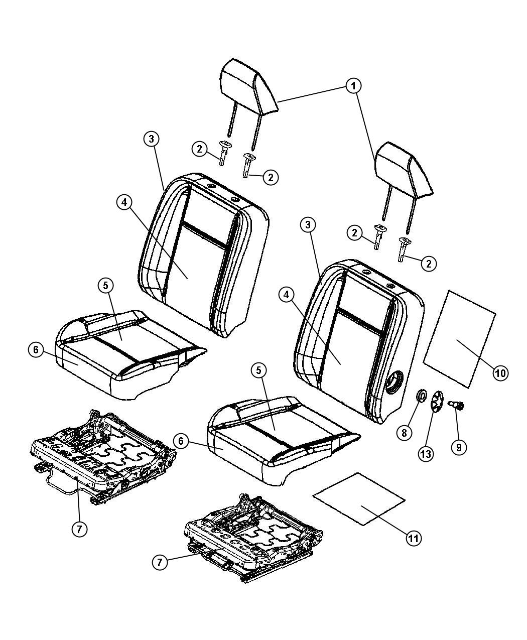 Front Seat - Bucket - Trim Code [GJ]. Diagram