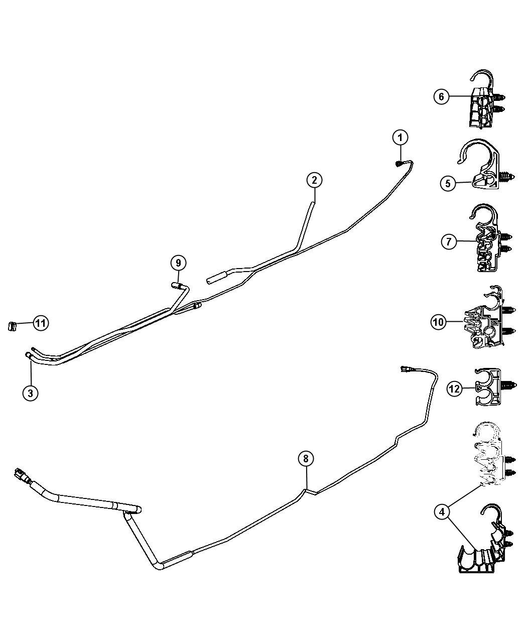 Fuel Lines, Rear, 5.7L [5.7L Hemi V8 Engine] 5.9 [5.9L HO Cummins Turbo Diesel Engine],6.7 [6.7L I6 CUMMINS TURBO DIESEL ENGINE]. Diagram