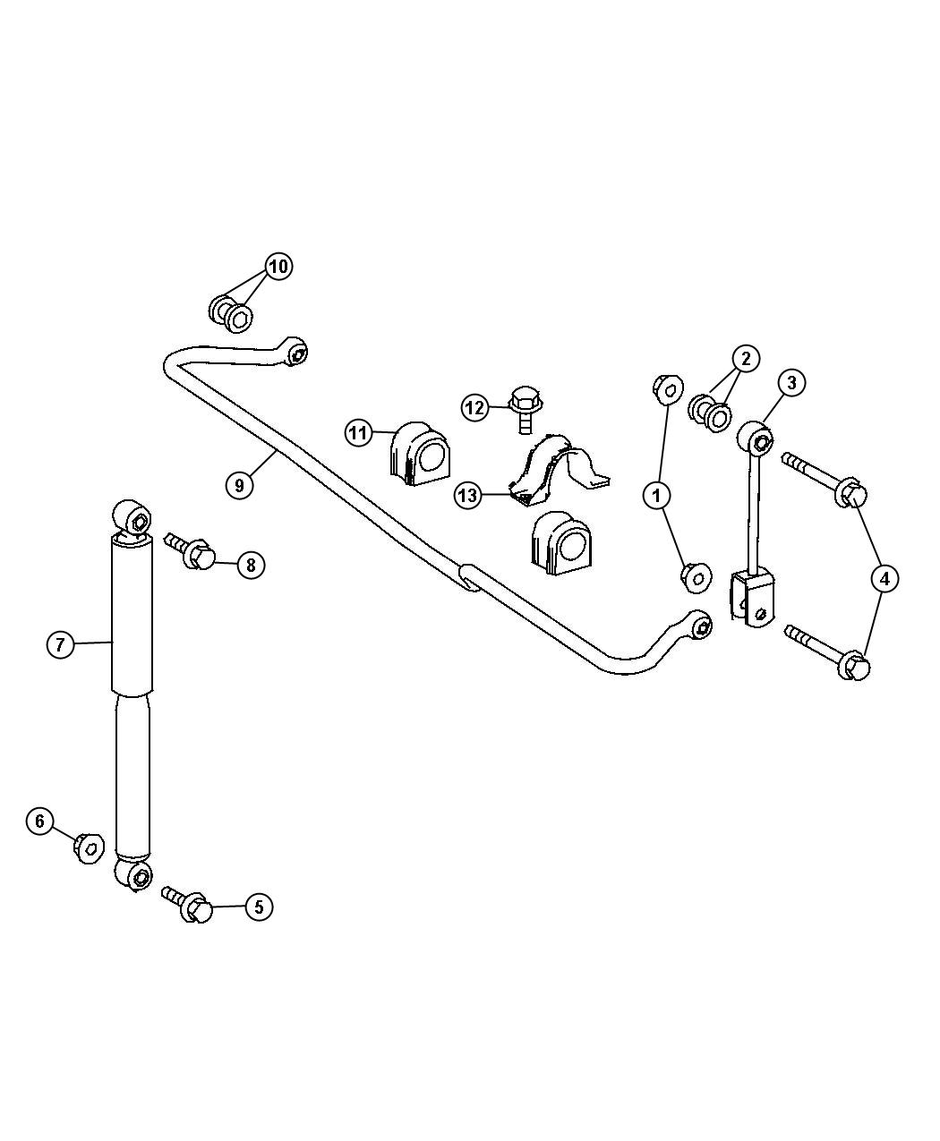 Rear Shocks and Stabilizer Bar. Diagram