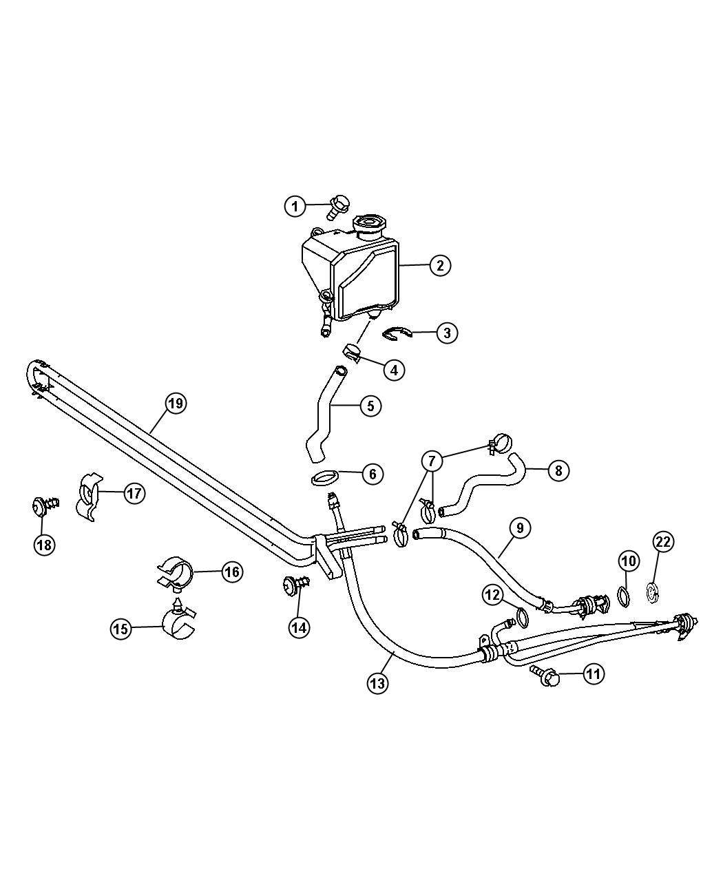 Power Steering Reservoir and Cooler. Diagram