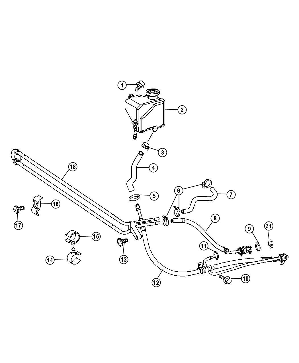 Power Steering Reservoir and Cooler. Diagram