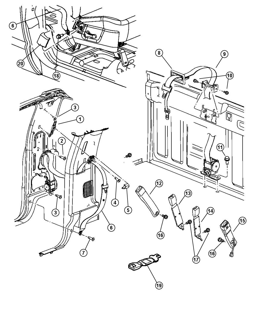 Diagram Seat Belts Front. for your Dodge Ram 1500  