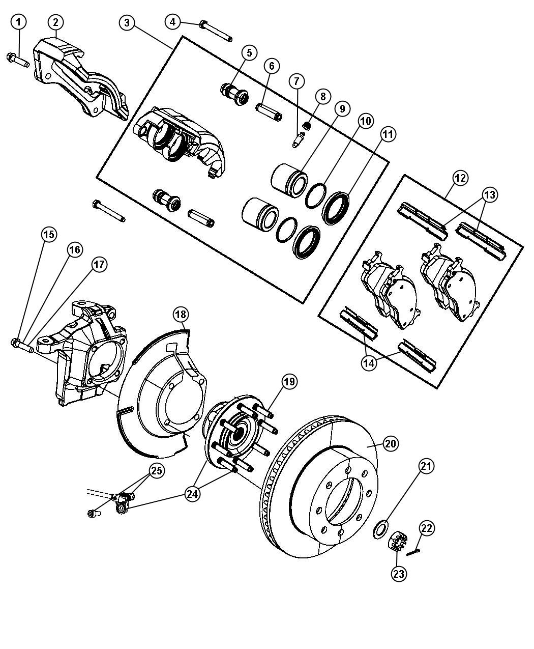 Diagram Brakes, Front. for your 1999 Dodge Ram 2500   