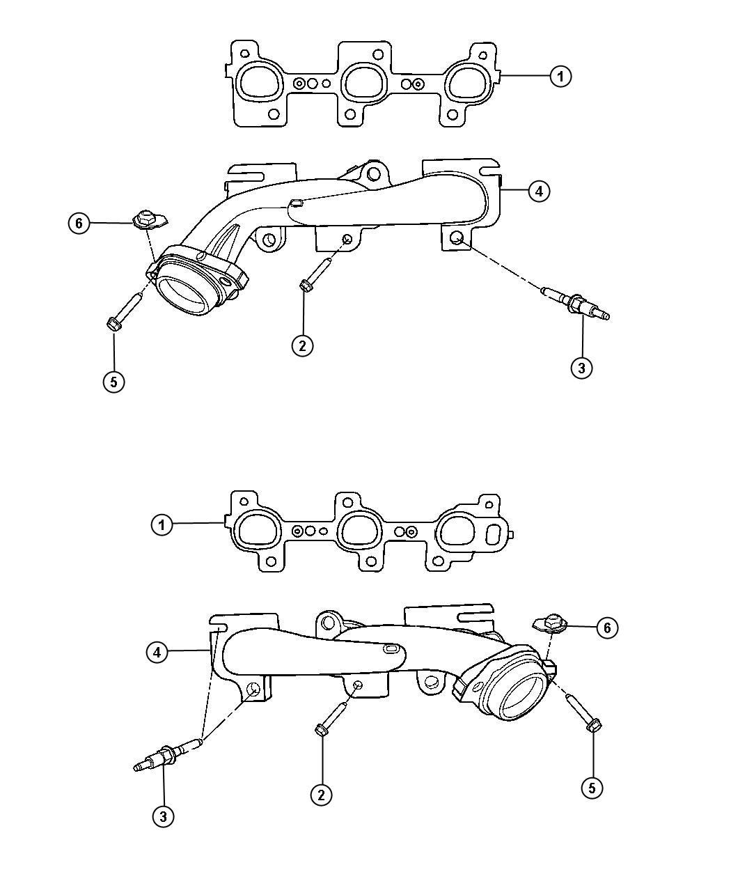 Diagram Exhaust Manifolds 3.7L [3.7L V6 Engine]. for your 1999 Chrysler 300  M 