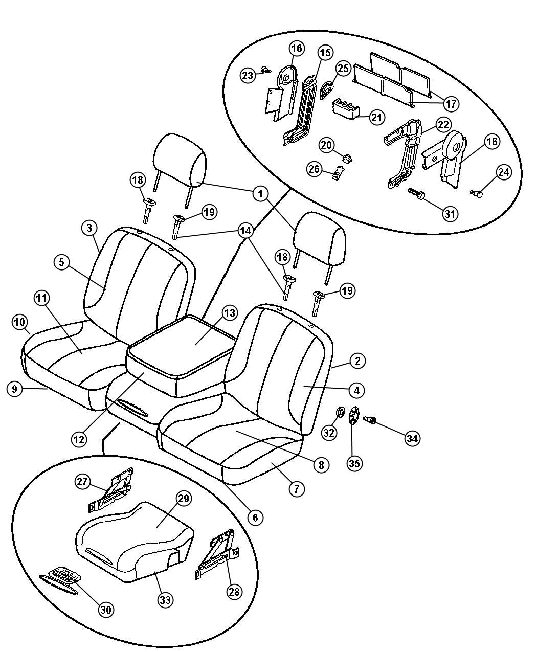 Front Seat - Split Seat - Trim Code [M9]. Diagram