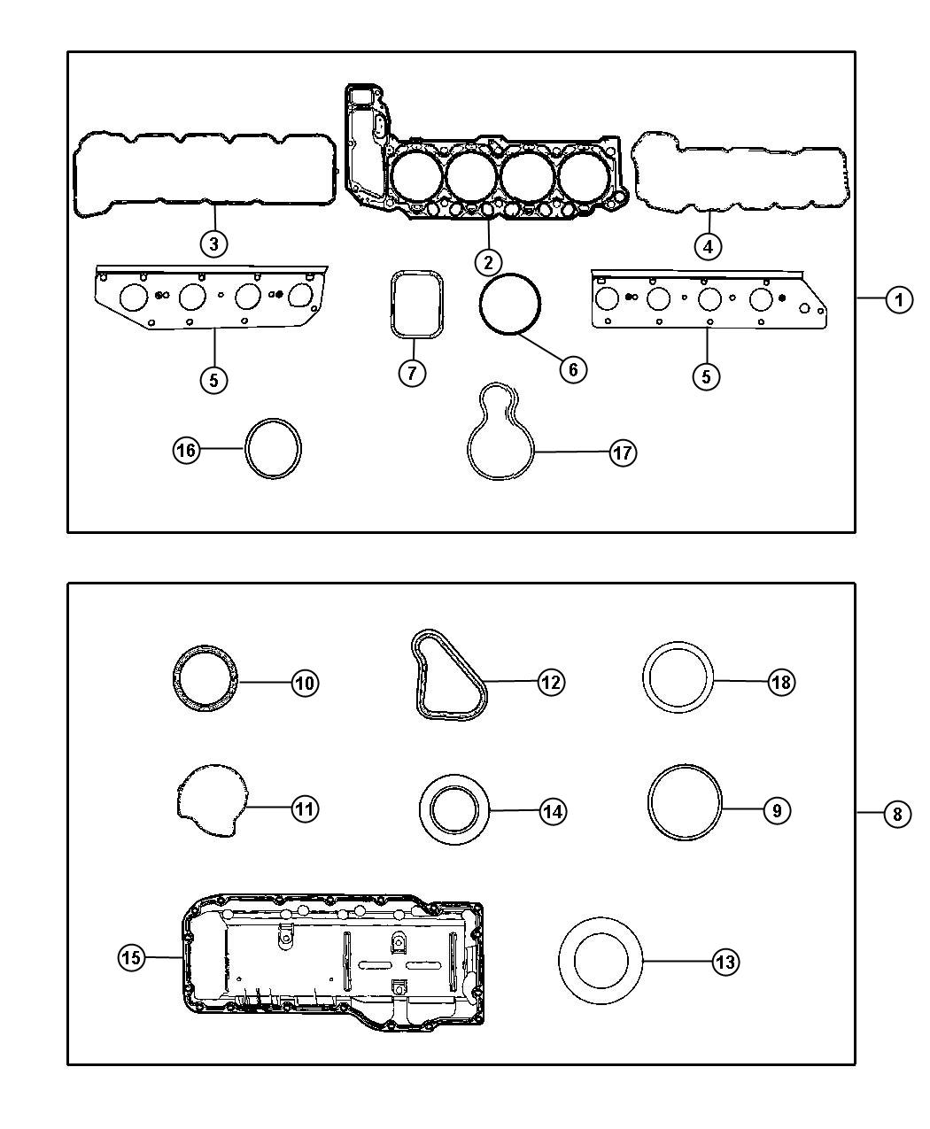 Diagram Engine Gasket Packages 4.7L [4.7L V8 Engine]. for your Dodge